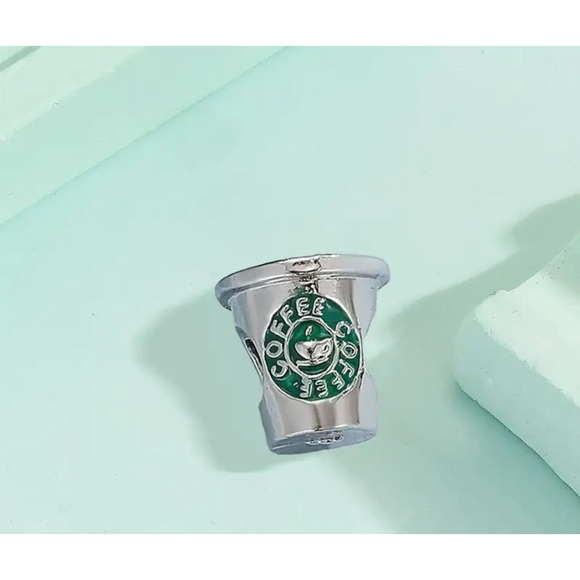 Unbranded Jewelry - Charm Silver and Green Coffee Cup Charm